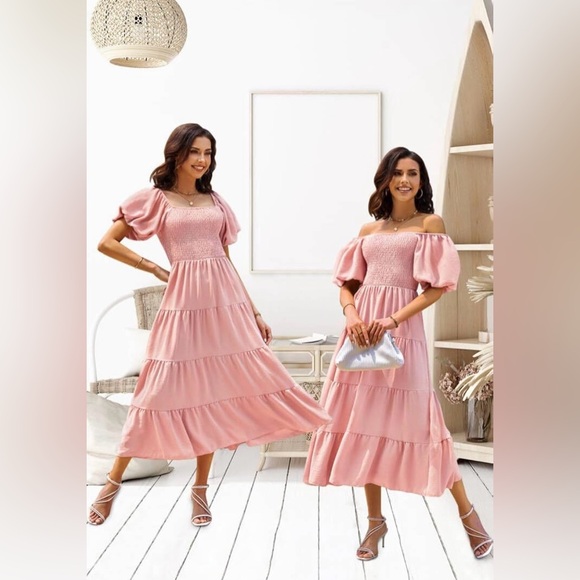 NWT Women's Square Neck Short Puff Sleeve Solid Color - Picture 4 of 12